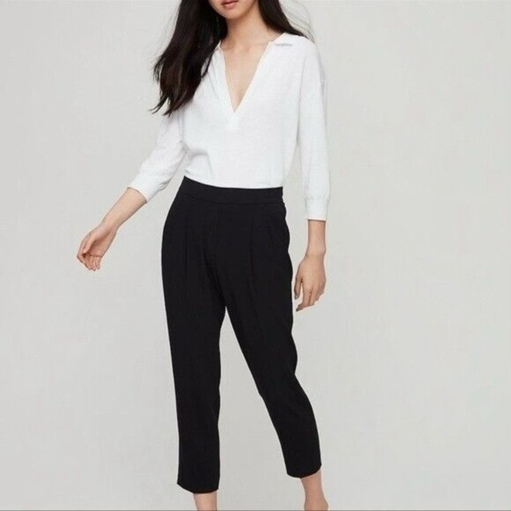 Aritzia Babaton Atelier Cohen Black Ankle Cropped Pants